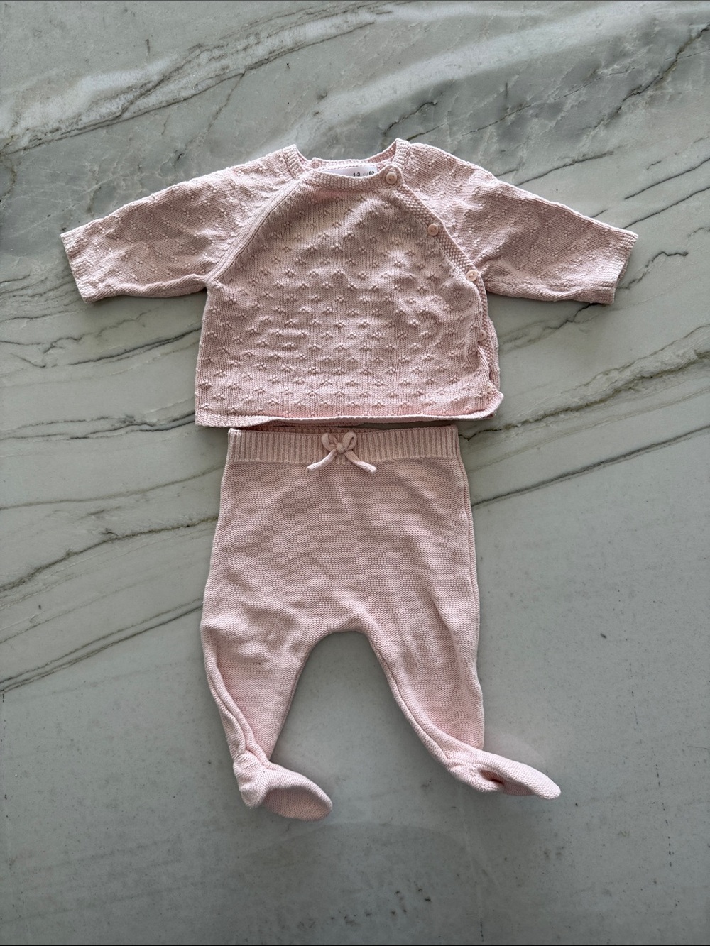 Zara Soft Knit Pink Baby One-Piece Set